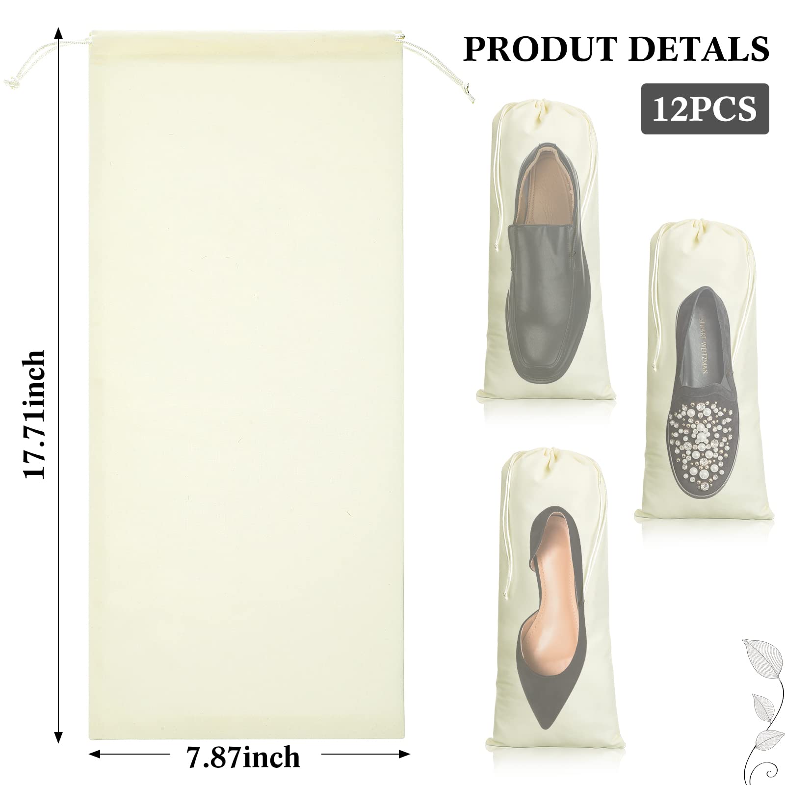 12 Stück atmungsaktive Aufbewahrungsbeutel mit Kordelzug, staubdicht, waschbar, Schuhbeutel für Handtaschen, Reise-Organizer