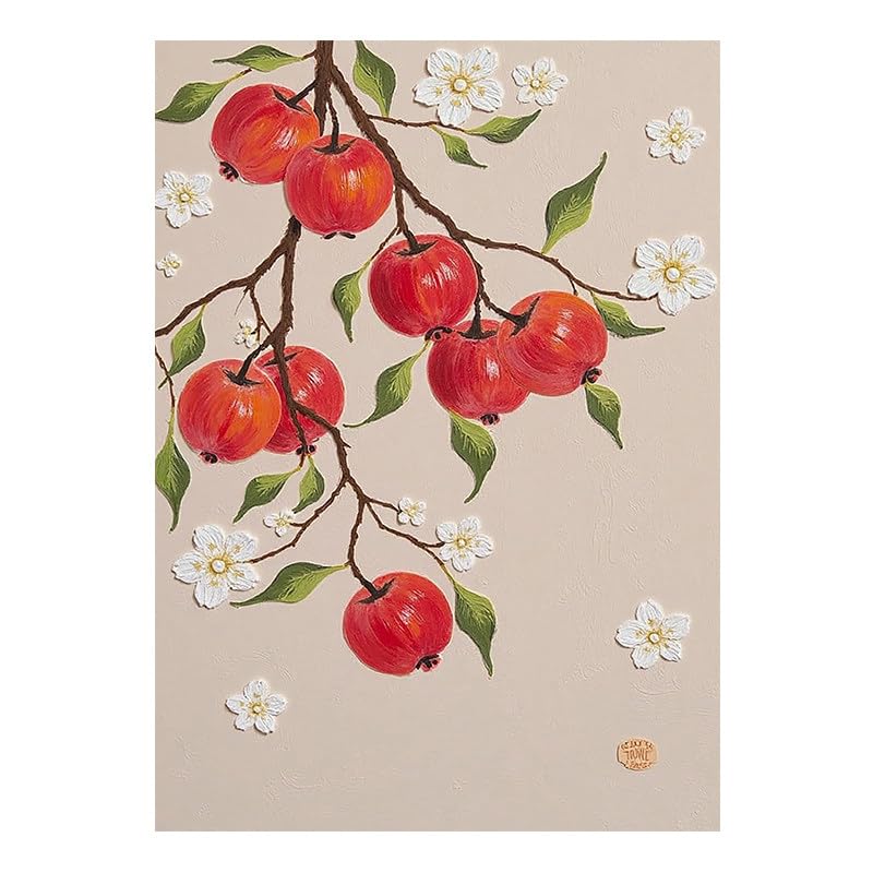 Peinture à l'huile florale de grenade pour salon, art mural botanique moderne format 40x60