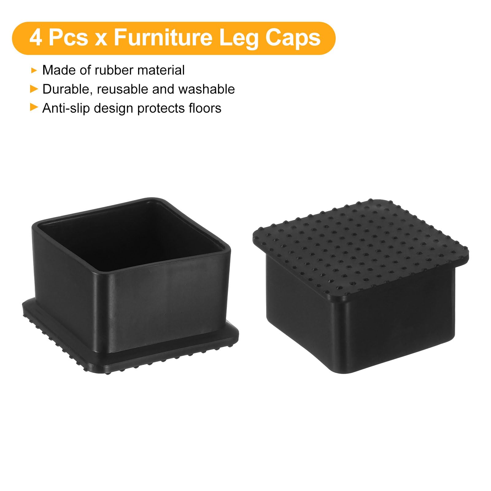 Piedi Mobili QUARKZMAN 6pz Tappi Quadrati Per Gambe Sedie PVC, 100mm X