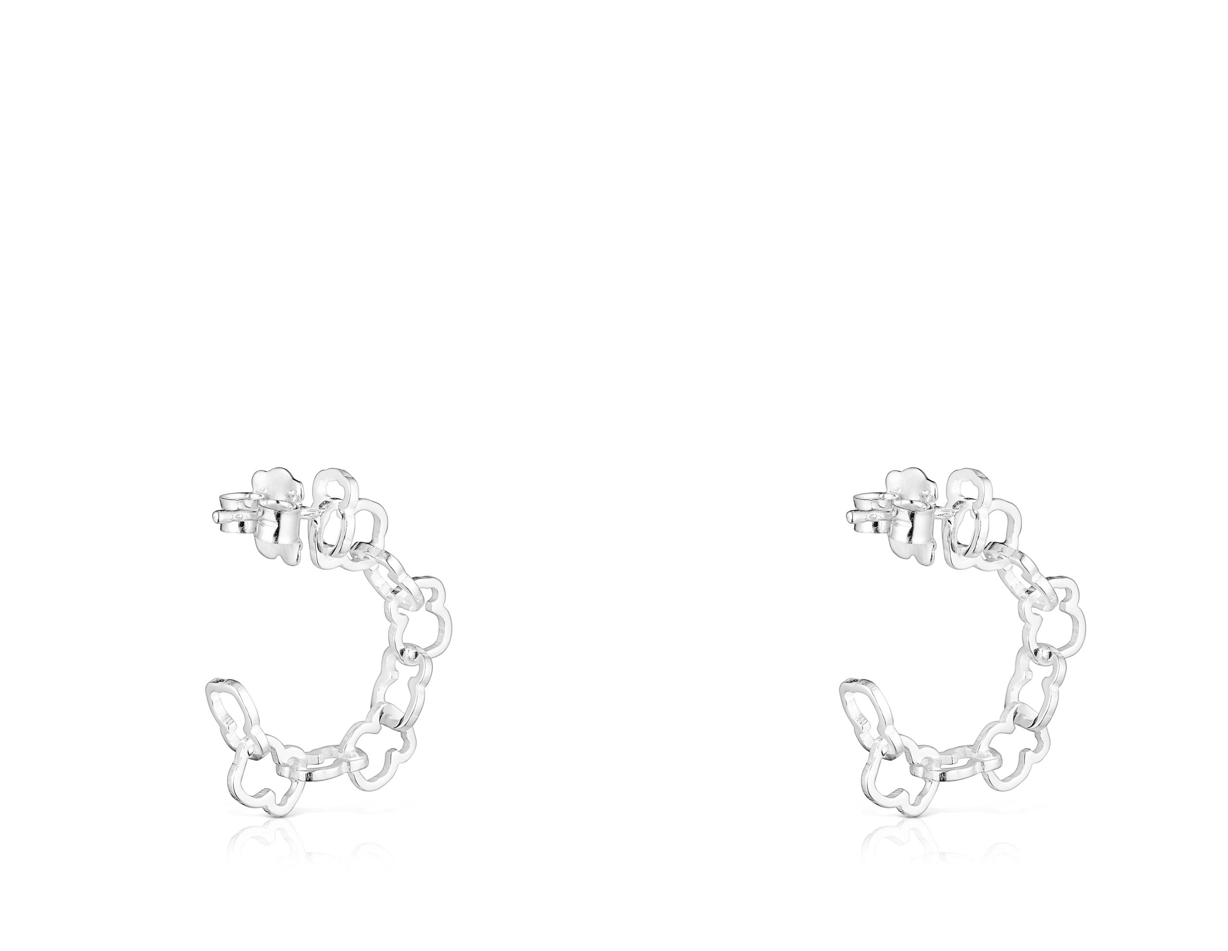 TOUSPendientes de Aro de Plata de Primera Ley para Mujer con Cierre a Presión, Motivo Osos Carrusel, 12mm, Versátil y Elegante, Colección Carrusel