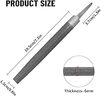 Vista 2 de Lima semicircular de 6 pulgadas de corte medio, dientes de doble corte, acero de alto carbono, lima de una sola mano sin mango, adecuada para dar