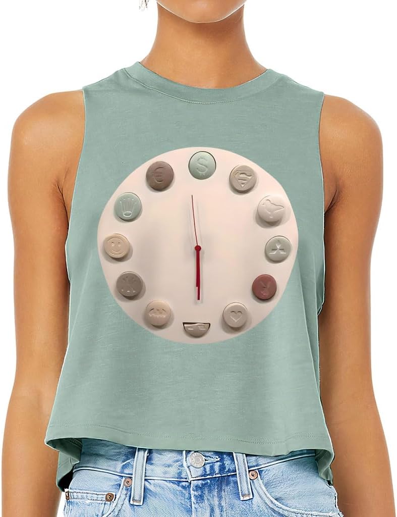 Clock Design Racerback Cropped Tank - Gift for Wife - Cool Art Item