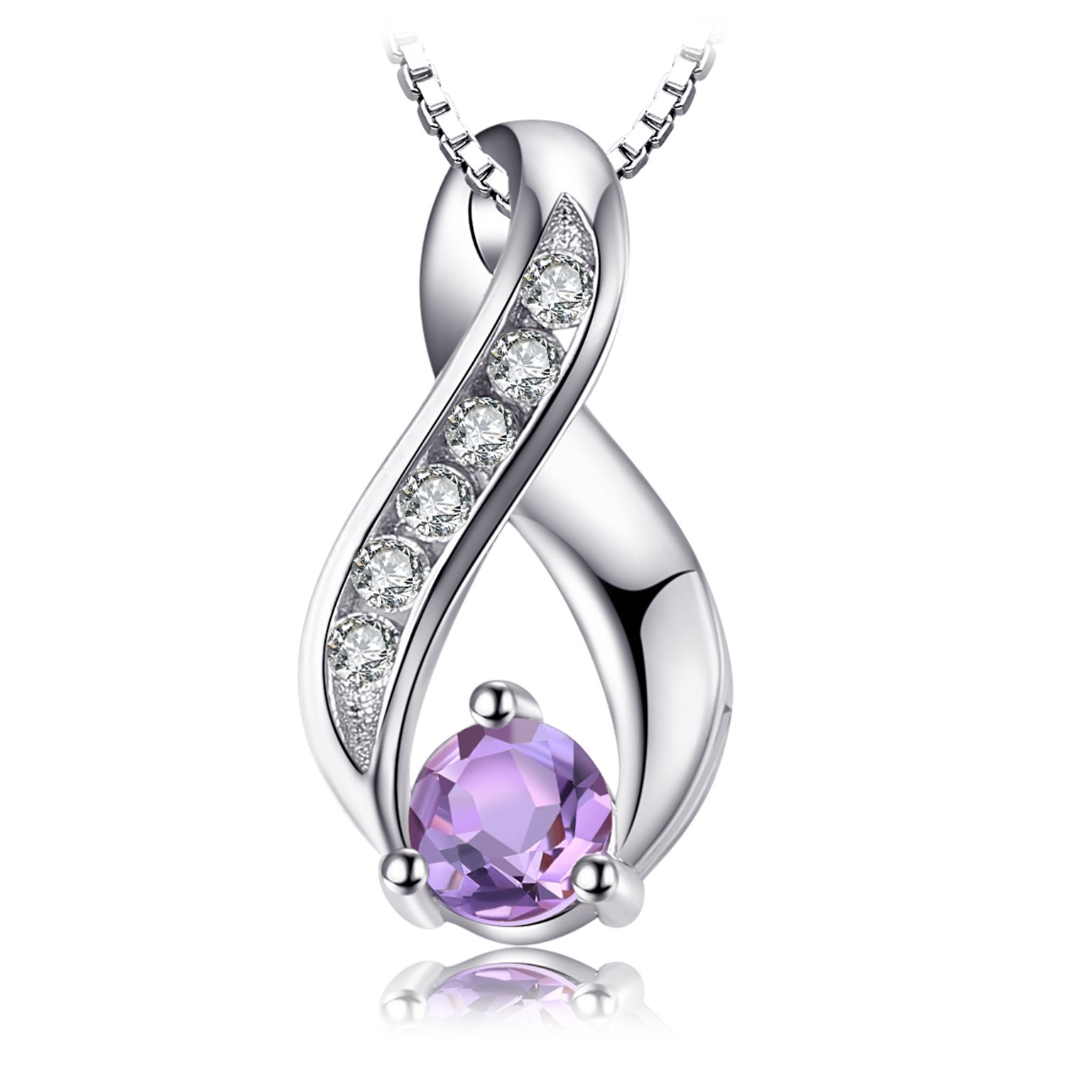 JewelryPalace Infinito Collar Mujer Plata Oro 14k Oro Rosa, Colgante con Amatista Morado Natural en Cadena 45cm, Collar Niña Elegante con Piedra Preciosa, Joyas Mujer