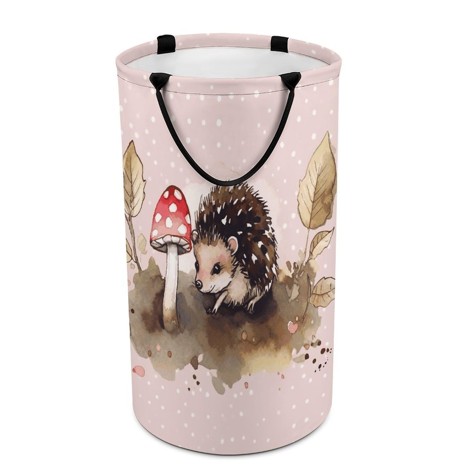 Hedgehog Watercolor Painting Laundry Basket Waterproof And Moisture-Proof Storage Bins Collapsible Round Laundry Hamper Perfect for Toys, Clothes And Sundries