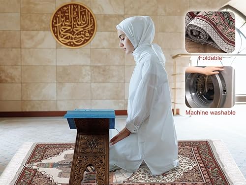 Miniatura 4 de Anlising Alfombra de oración, alfombra de oración musulmana islámica con bolsa de diseño elegante, gran regalo para familiares, amantes y amigos