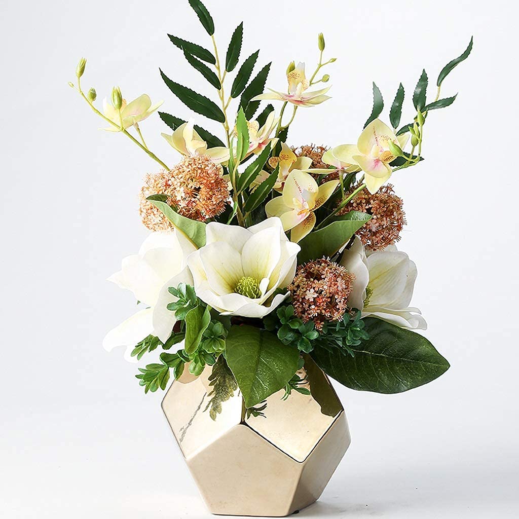 Fleurs artificielles avec vase pour décoration salon et chambre chaleureuse