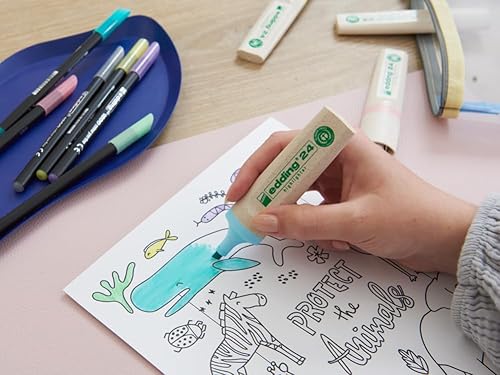 Miniatura 4 de edding Resaltador EcoLine 24 - violeta pastel - 10 resaltadores - cincel nip 0.079-0.197 in - para marcar y resaltar textos y notas de forma rápida