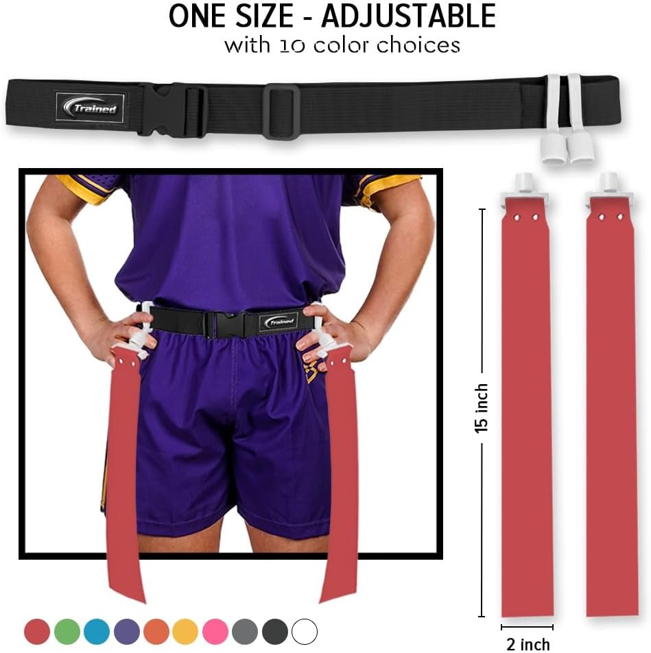 Trained Flag Football Set – Adjustable Flag Football Belt with 2 Flags & Audible Pop – Durable Flag Football Gear for Youth, Kids & Adults - Image 3