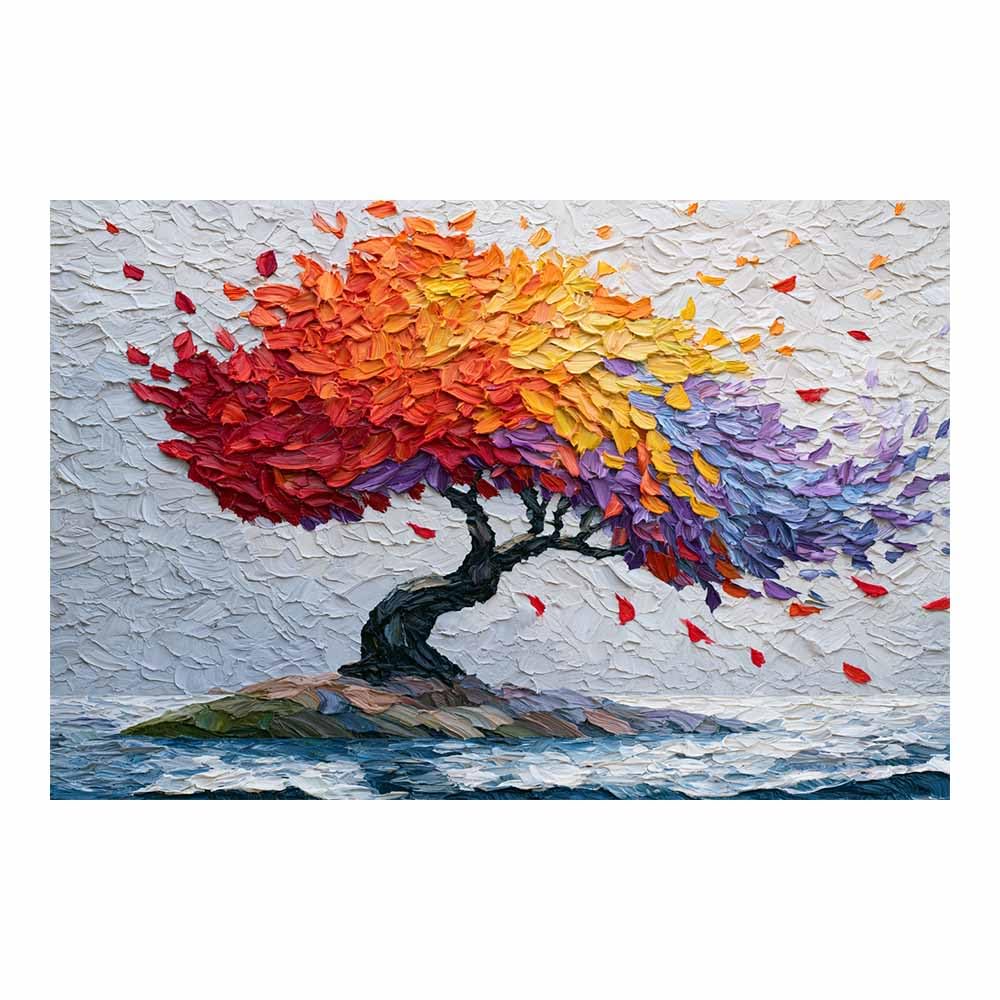 XENIOU Tree Wall Art Sparksle Whites Tree canvas wall art, prints for walls, for living room bathroom Bedroom Home Decoration.(Multicolor)-80x120cm Unframed