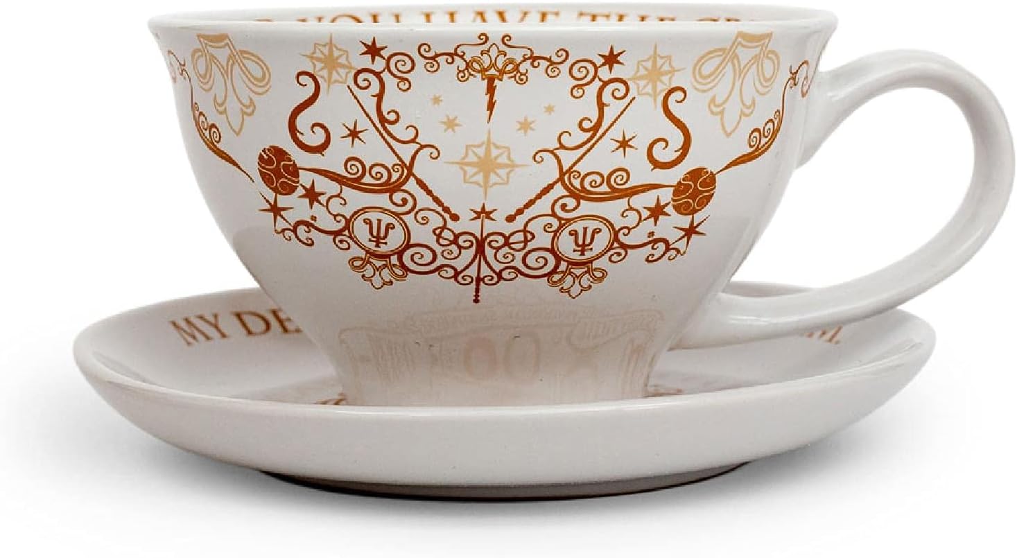 Grim 12-Ounce Ceramic Teacup and Saucer Set | Official Wizarding World Collectible | Hogwarts-Themed Magical Tea Party Gift Set | Place Setting For 1