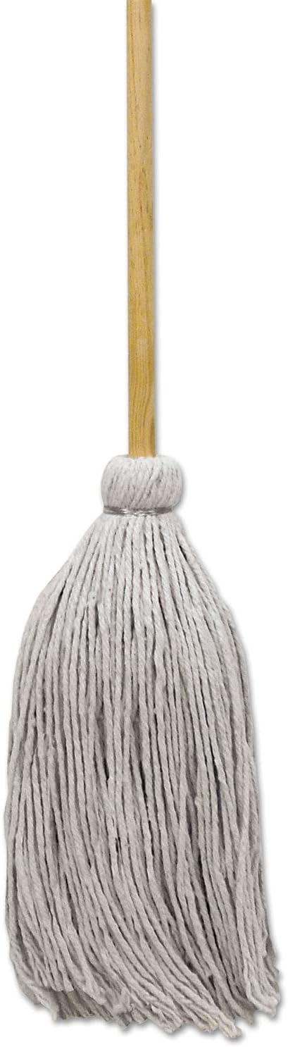 Deck Mop, Cotton, White, 24 oz, 50" Handle, Hardwood Surface