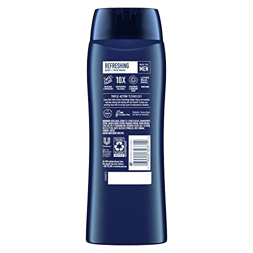 Suave Men Face & Body Wash, Refreshing Body Cleanser for Moisturized Skin, With an All day Fresh Scent 18 oz