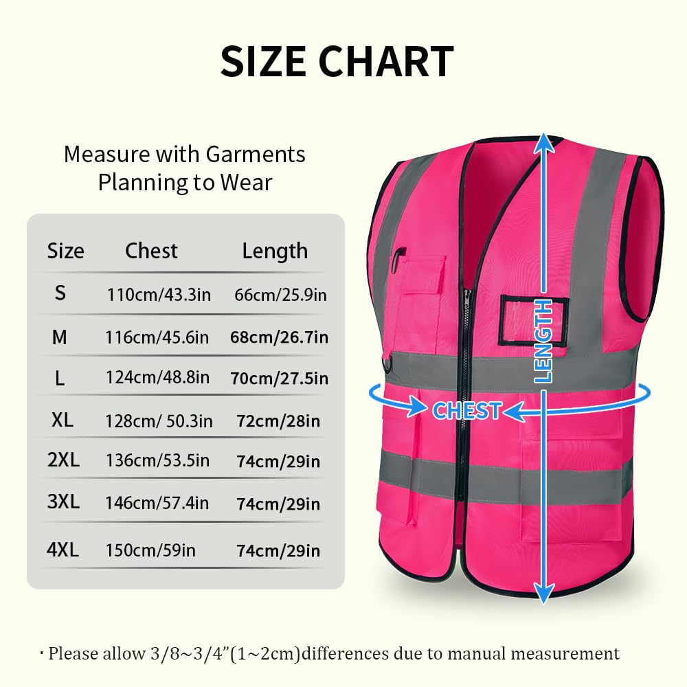 CCSOVO Hi Vis Vest with 5 Pockets and Zip - Image 6