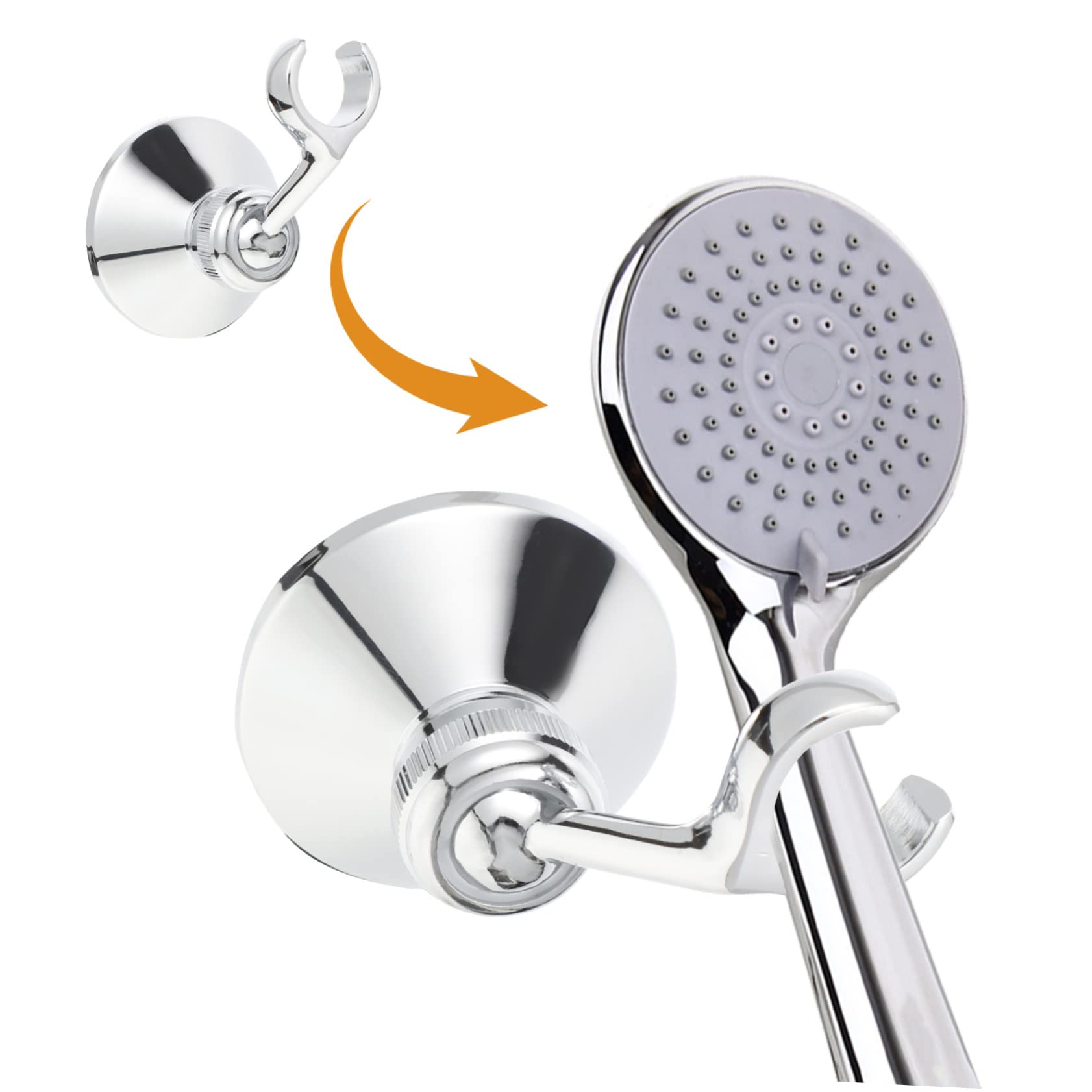 SHINEOFI Soporte para Cabezal de Ducha Metálico Ajustable Base Fija para Boquilla de Ducha Cromado para Baño Montaje en Pared Uso Doméstico y Hotelero