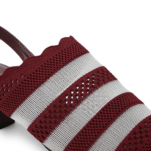Image of Marc Loire Women's Knitted Round Toe Block Heel Mules for Casual and Formal Wear