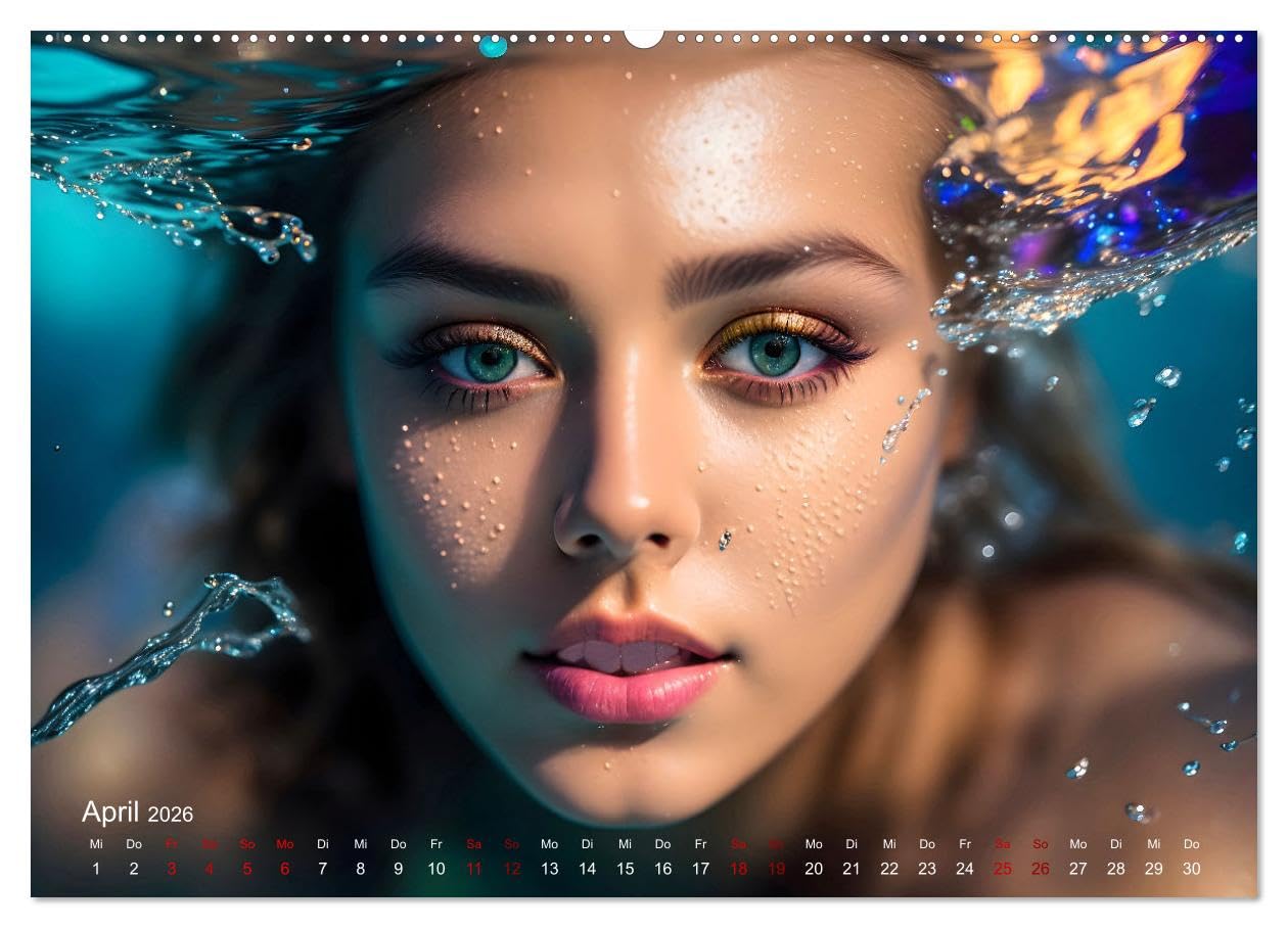 Models unter Wasser (hochwertiger Premium Wandkalender 2026 DIN A2 quer), Kunstdruck in Hochglanz: Atemberaubende Unterwasserporträts wunderschöner Frauen in magischem Licht (CALVENDO Kunst)