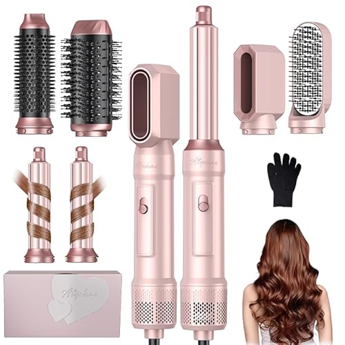 Atopskins Air Styler 6 en 1, Sèche Cheveux 6 en 1 Air Brush 6 en 1 Hair Styler avec Seche Cheveux Brosse Soufflante, Brosse Seche Cheveux, Air Boucleur, Thermal Brush, Brosse Lissante, Cadeau Femme