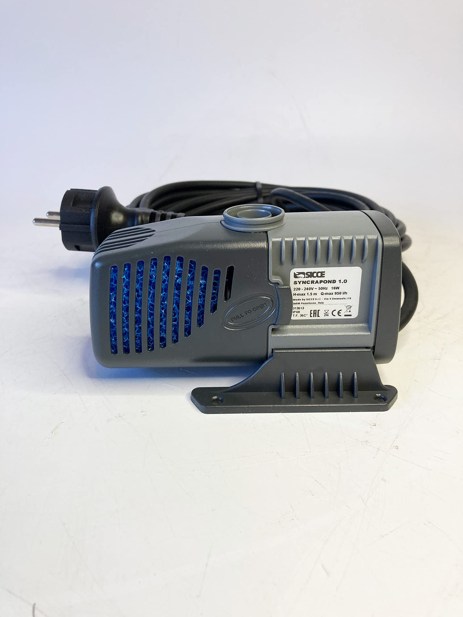 Sicce Syncrapond 1.0 Teichpumpe mit 10m Kabel, hochwertige Qualitätspumpe aus Italien, Pumpe für Ihren Gartenteich und Brunnen (950 l/h - 10m Kabel)