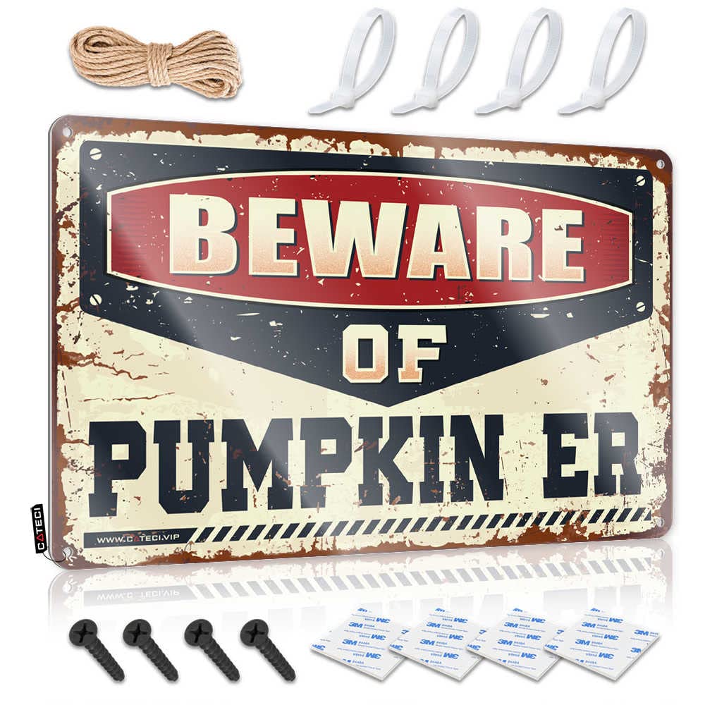 Statue Indoor Decoration - Beware Of Pumpkin Er Gift For Plumber Rustic Wall Hanging(30X40CM)