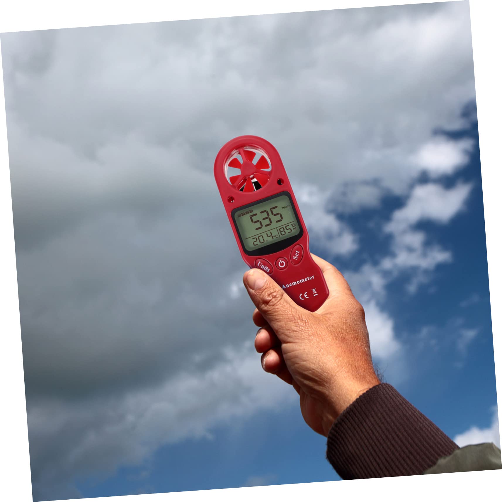 Anemómetro Digital de Mano con Higrómetro y Termómetro, Pantalla Lcd Retroiluminada, Medición de Velocidad del Aire para Climatización y Ventilación