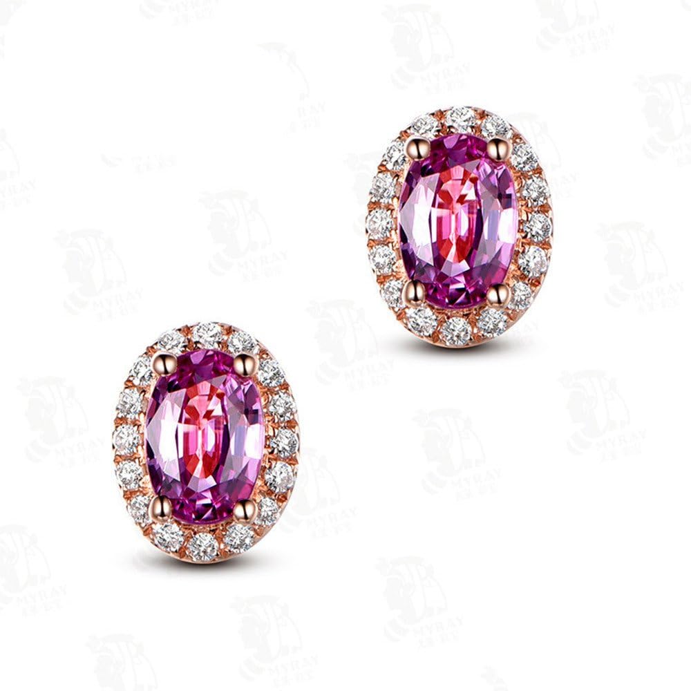 Amazon Com Natural Pink Sapphire Stud Earrings Solid 14k Rose Gold Diamond Halo Oval Cut 1 3ct Earring Genuine Jewelry Amazon Com Natural Pink Sapphire Stud Earrings Solid 14k Rose Gold Diamond Halo Oval Cut 1 3ct Earring Genuine Jewelry
