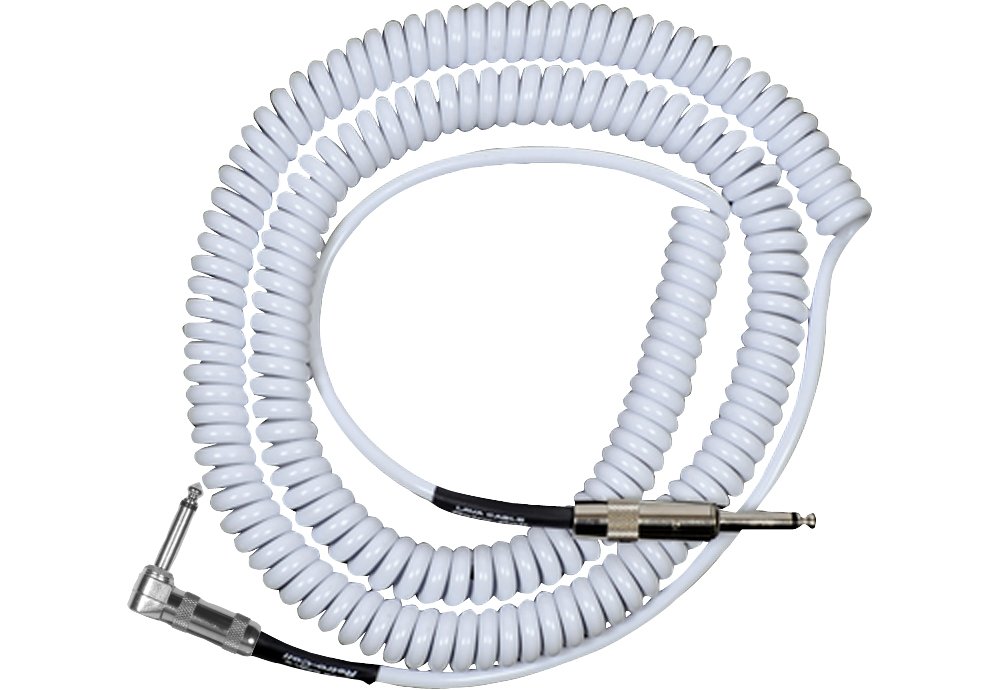 Lava Retro Coil 20 Foot Instrument Cable Straight to Right Angle White