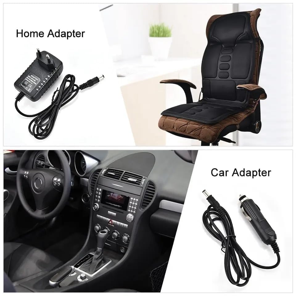 Cheet enterprise car seat massager - Extra Memory Foam Support Pad in Neck and Lumbar,8 Vibration Massage Motors, 2 Heat Levels, Back Massager Chair Pad for Back Relief,for Car, Office & Home 3