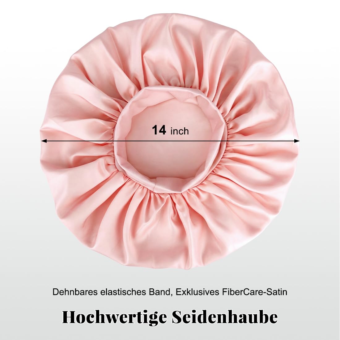 Satin-Seidenhaube zum Schlafen für Damen, Haarhaube zum Schlafen mit Gummiband, große Seidenhauben für Männer und Frauen, lockige Haarzöpfe (schwarz + rosa), 2 Stück