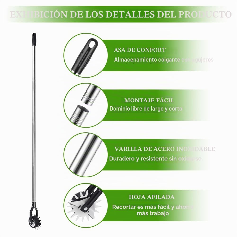 Cortador de bordes de césped con mango, cortadora de bordes con mango ajustable (100/135/170 cm)