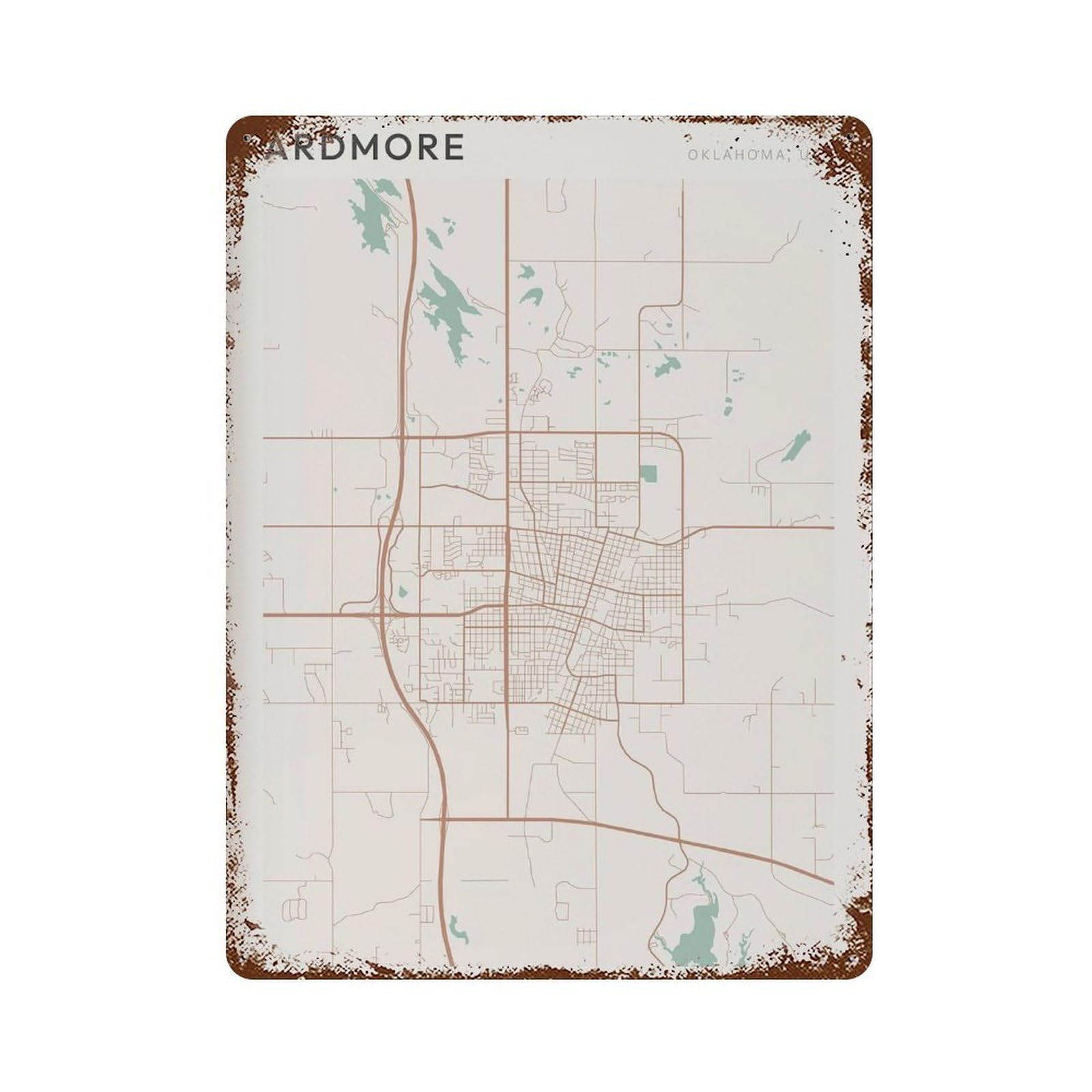 xiaoxiaoshen Ardmore Map Oklahoma Travel Gift Scandi (2) Wall Decor Art Metal Tin Poster Modern Home Decor Art Home Bar Shop Decorations Vintage Sign 40x30cm