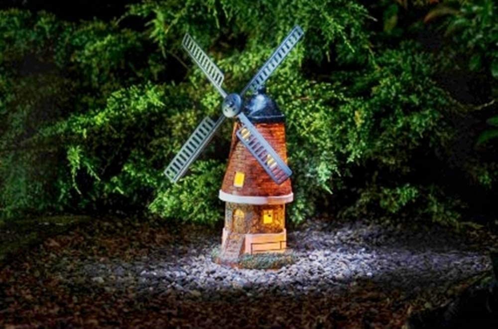 Bloomingtons Direct Multicolor Bloomington's Direct Solar Powered Garden Wind Mill Ornament Warm Glow Light With Motion Rotating Blades Automatic On Solar Garden Light Up Windmill Porch Patio Decor