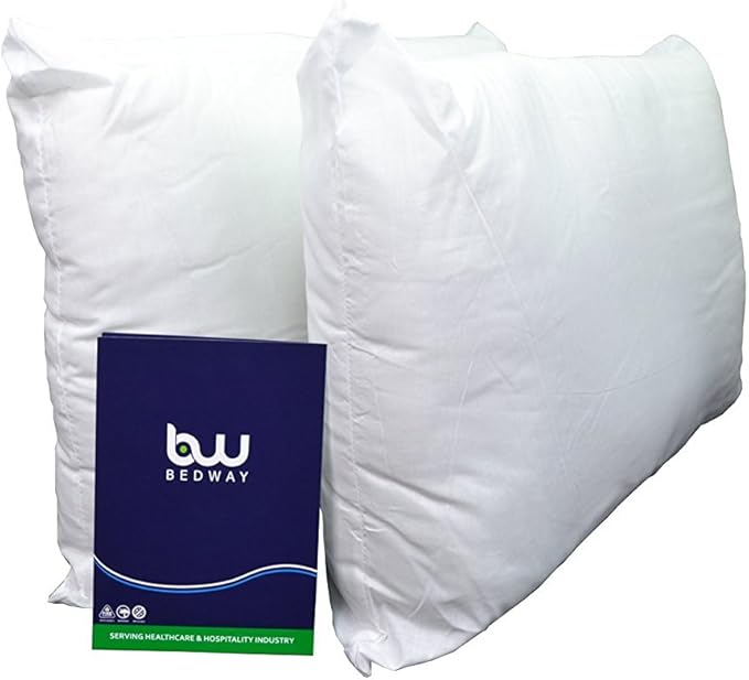 BEDWAY Luxury Pillows FLAME RETARDANT PILLOW PAIR 100 Cotton Outer