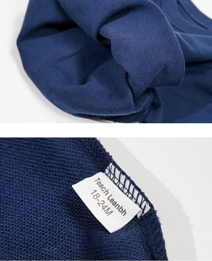 Teach Leanbh Toddler Baby Boys Girls 2 Pack Sweatshirt Crewneck Cotton Long Sleeve Solid Color Pullover Tops - Image 4