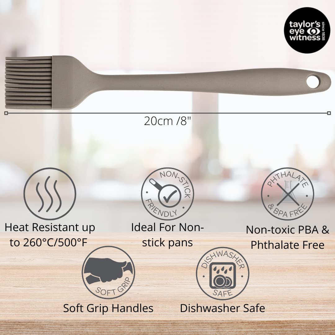Taylors Eye Witness Grey Silicone Pastry Coating Brush - Dishwasher Safe. Basting, Glazing & Greasing. Non-Stick Bristles Give Even Liquid Release. Odour, Heat & Stain Resistant. 5 Year Guarantee. - Image 3