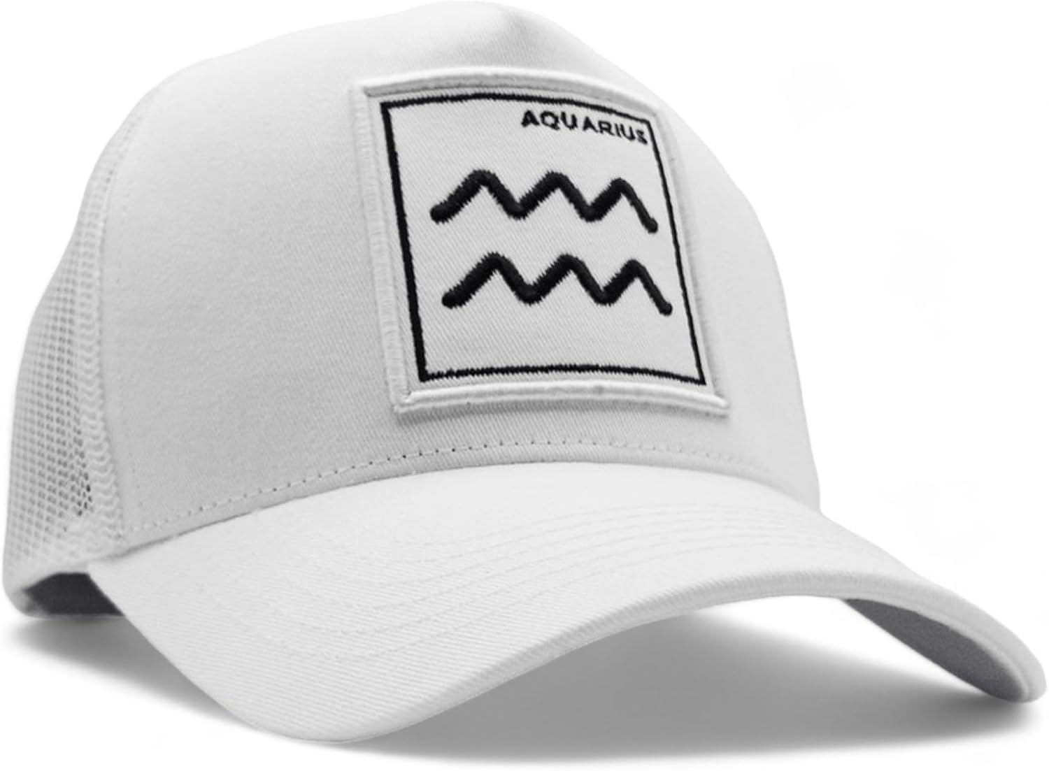 Aquarius Trucker Hat for Astrology Enthusiasts - Unisex Adjustable Trucker Hat Material, Casual Style White