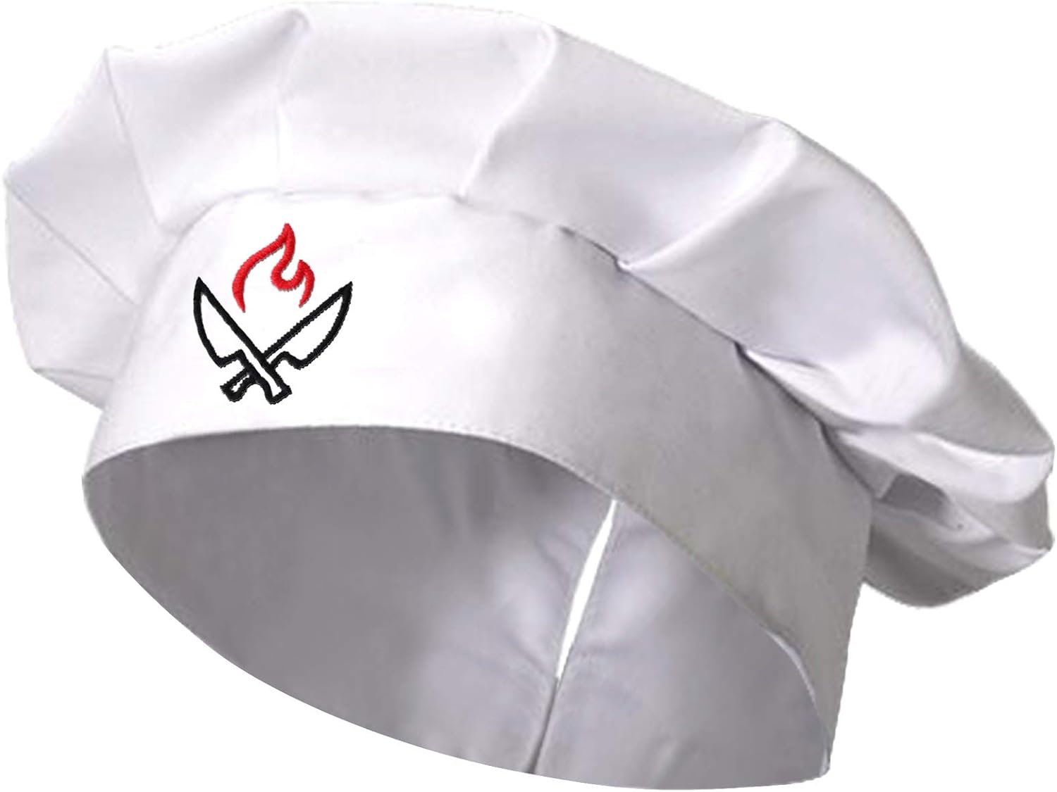 Chef Hat Adult Adjustable Velcro Kitchen Cooking Chef Cap (Red/Black - Knifes, 1): Clothing