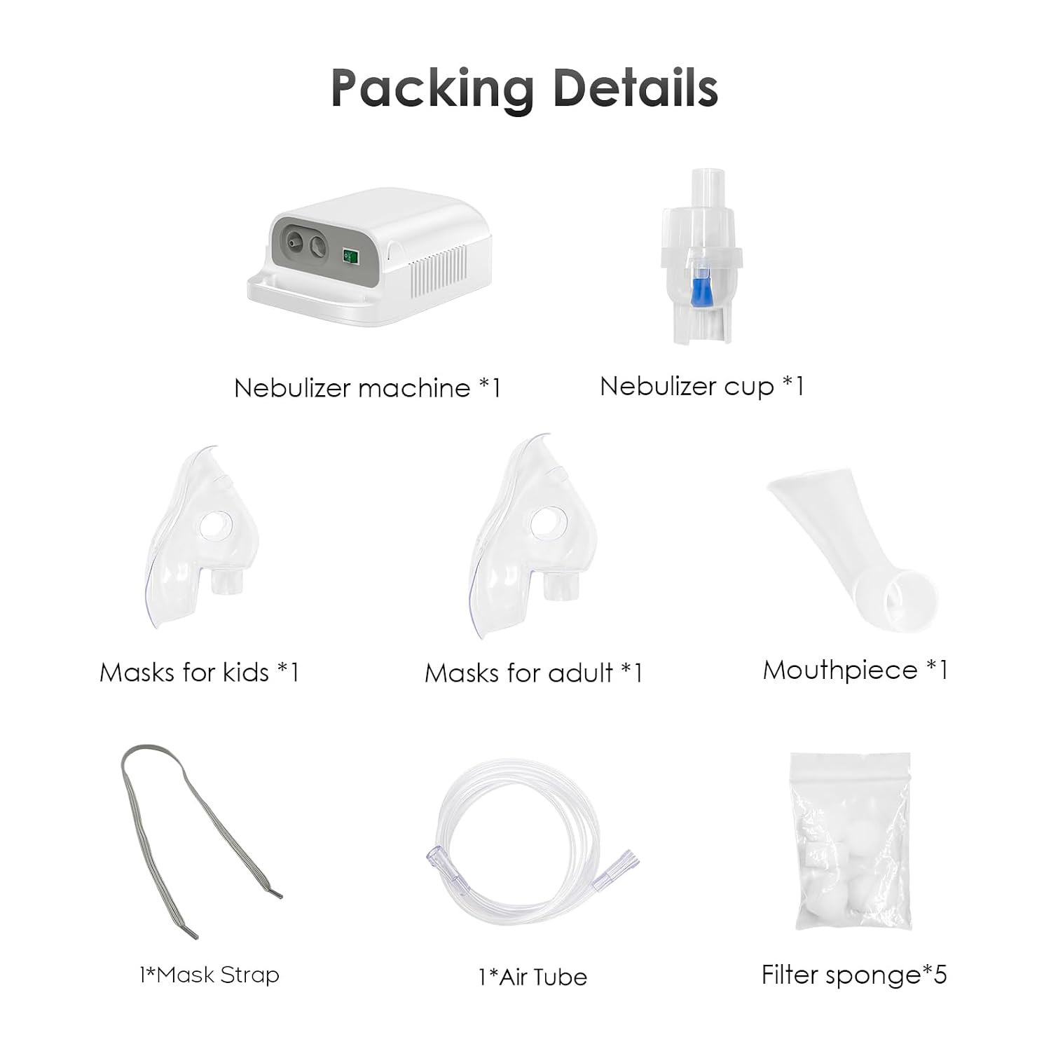 Nebulizer Machine for Adults & Kids with Mouthpiece and Mask, Desktop Compressor & Jet for Home Use-0518-CNB69025-LUE-B4