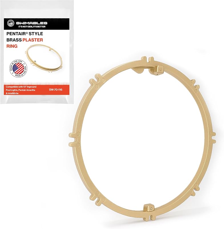 79211600 Brass Pool Light Plaster Ring - Compatible with 10" Inground Pool Lights, Pentair Amerlite & IntelliBrite - Pool Light Ring Replacement for Concrete Niches & Gunite Installations