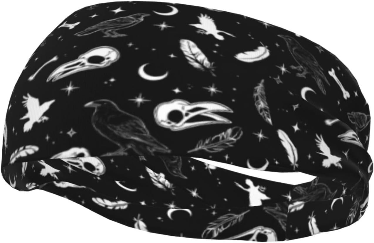 Cool Gothic Bat Sweatband Goth Sports Headband Hair Accessories for Women Men Running Cycling Yoga Fitness Workout
