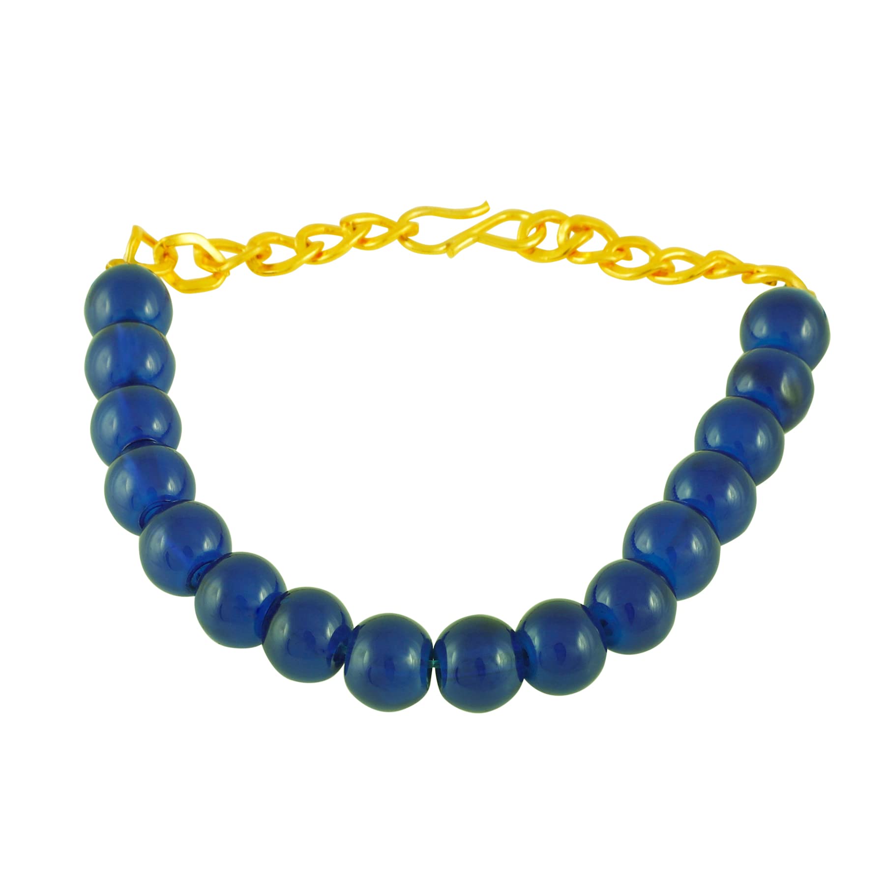 Okos Fashion Jewellery Gold Plated Elegant Blue Artificial Pearl Necklace Set/Jewellery Set With Adjustable Bracelet For Girls and Women NL1000597BLU 2