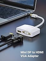 Vista 2 de UGREEN Adaptador Mini DisplayPort a HDMI VGA, adaptador Thunderbolt 2 4K 2 en 1, convertidor Mini DP compatible con MacBook Pro MacBook Air iMac