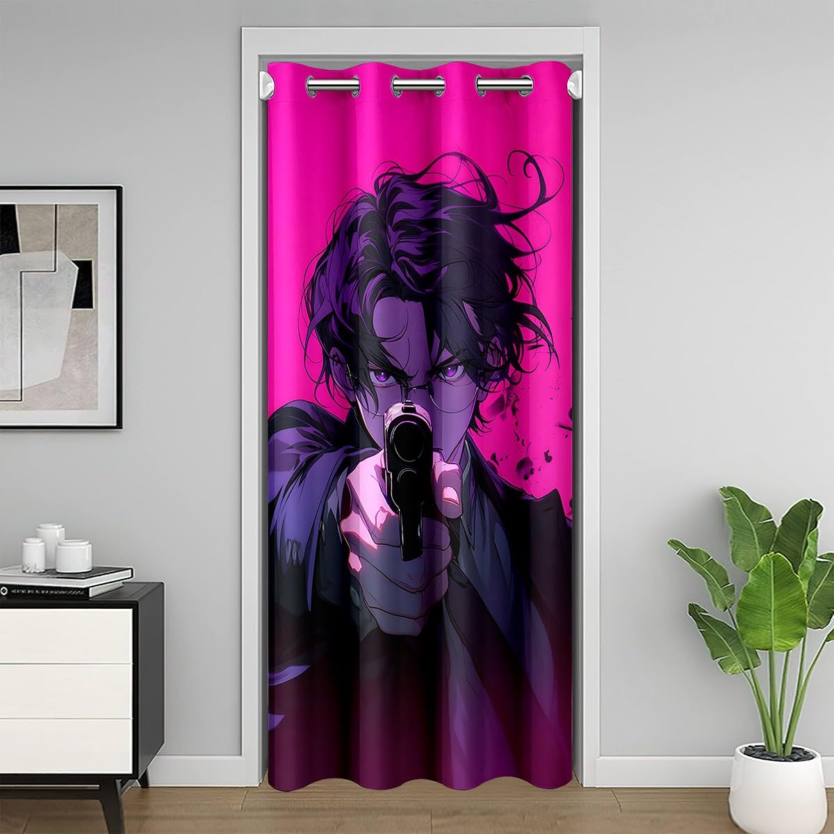Rideau occultant imprimé dessin animé 1 panneau de porte lavable 86x203cm