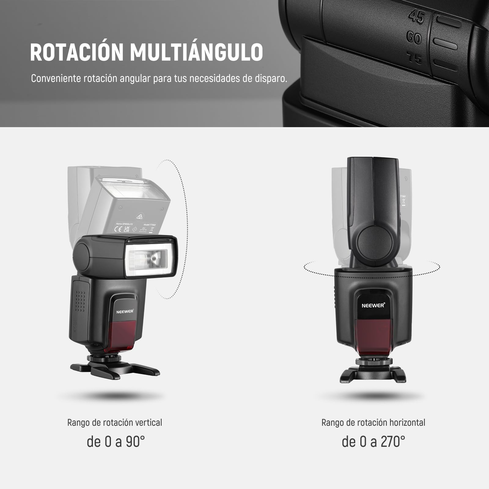 NEEWER TT560 Flash Speedlite Compatible con Canon Sony Nikon Panasonic Olympus Pentax y Otros DSLR, iluminación de Estudio, cámara Digital, con Garra Soporte para Accesorios estándar, Mini Soporte