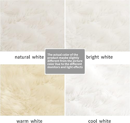 Miniatura 7 de Alfombra pequeña de piel sintética de 2 x 4 pies, ultra suave, funda de sofá, funda de asiento, alfombra blanca esponjosa para dormitorio,