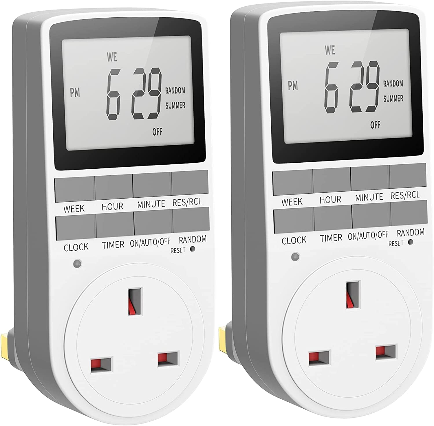Plug Timer, Digital Timer Socket, Electrical Time With 10 On-Off Programs And Random Mode For Indoor Lights Home Appliances, 2 Pack