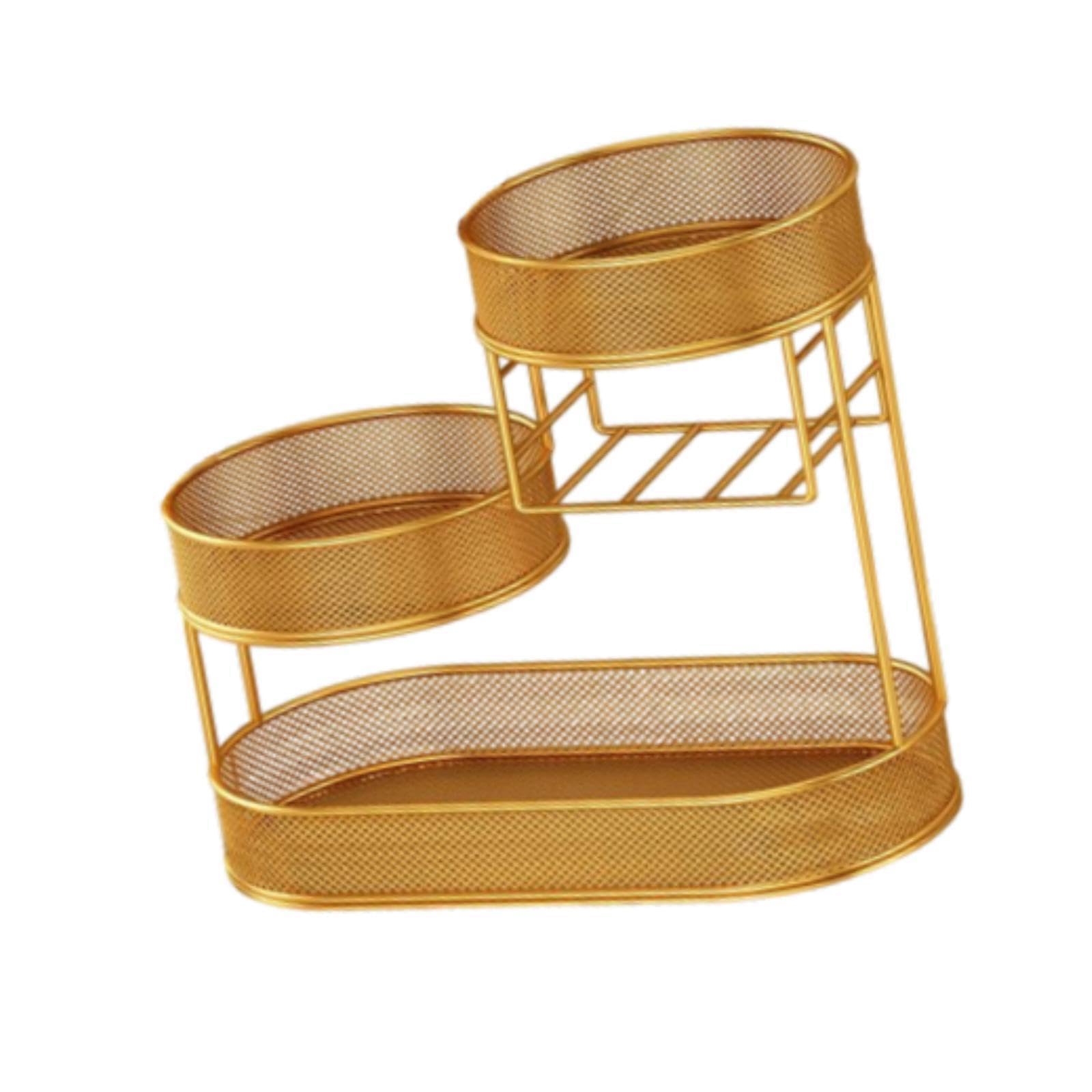 ALCXAZS Modern Fruit Basket Holder and Multi Tier Vegetable Gold 32x17x32cm