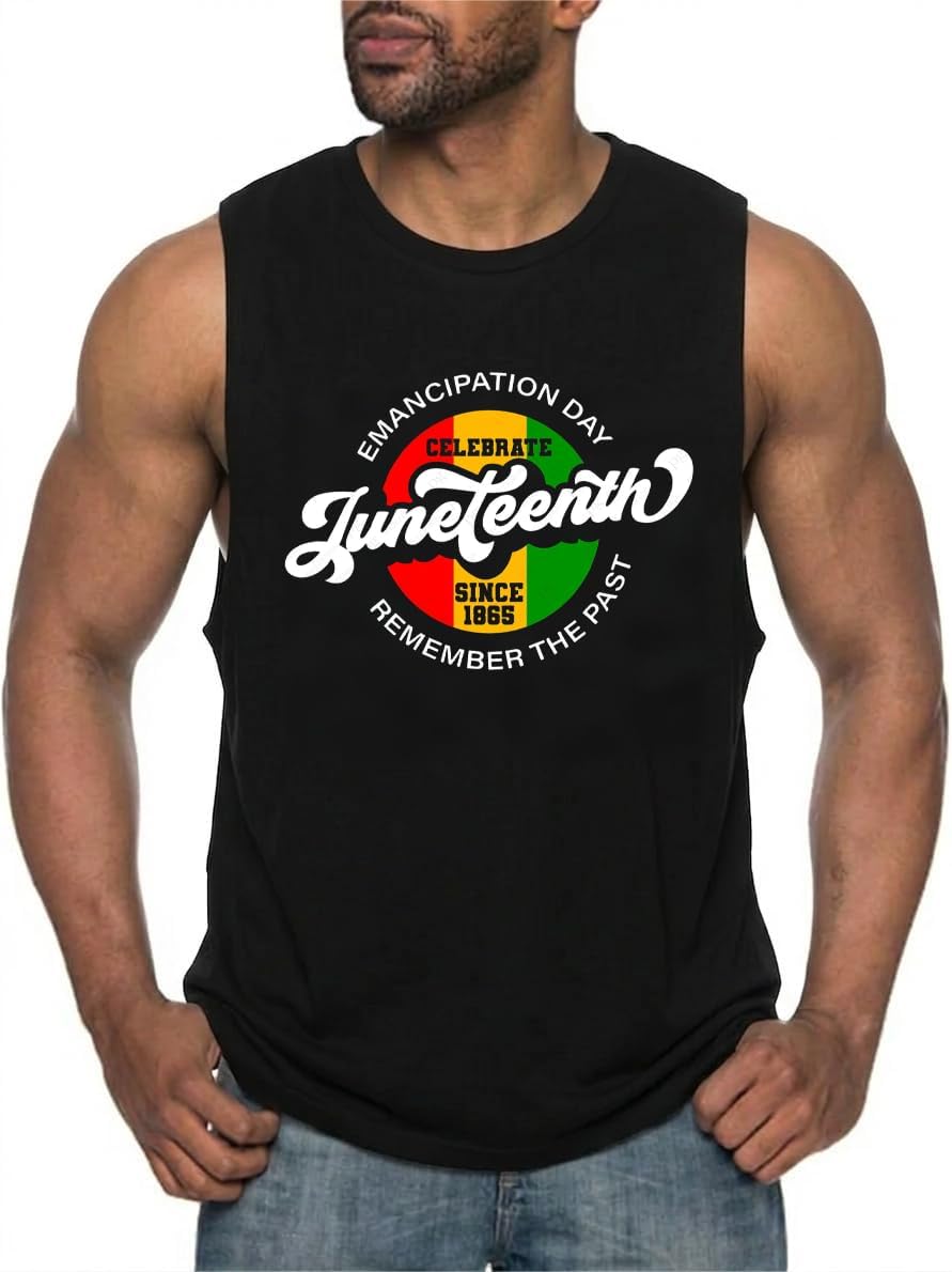 Juneteenth Tank Top for Men: African American T-Shirts American Freedom Sleeveless June 19th Tees