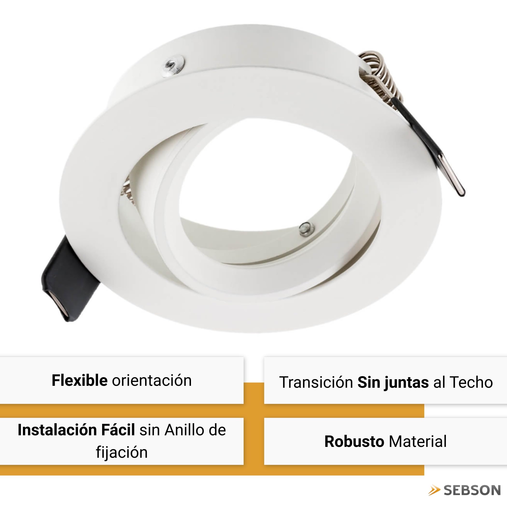 SEBSON Foco Empotrable de Techo con Casquillo GU10 - Set de 12 | Downlight Orientable Ø84mm, Marco para Focos LED o Halógeno 230V, Diámetro Orificio 75mm