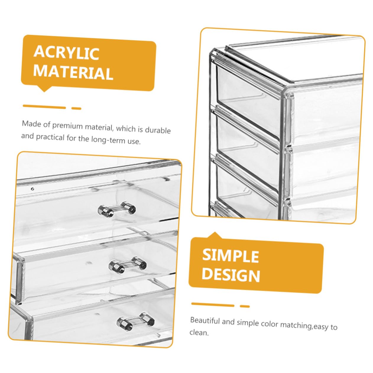 Healvian Boîte de Rangement pour Cosmétiques pour Éviter L'oxydation Design Fermé en Acrylique Transparente 4 Tiroirs Grosse Capacité pour Bureau et Bijoux