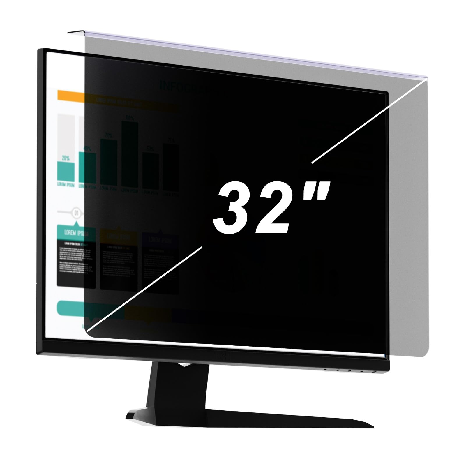 32 Inch Hanging Computer Privacy Screen | Anti-Spy | Blue Light